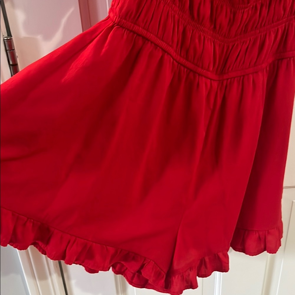 Blue Rain Red Ruffled Romper - Picture 4 of 4